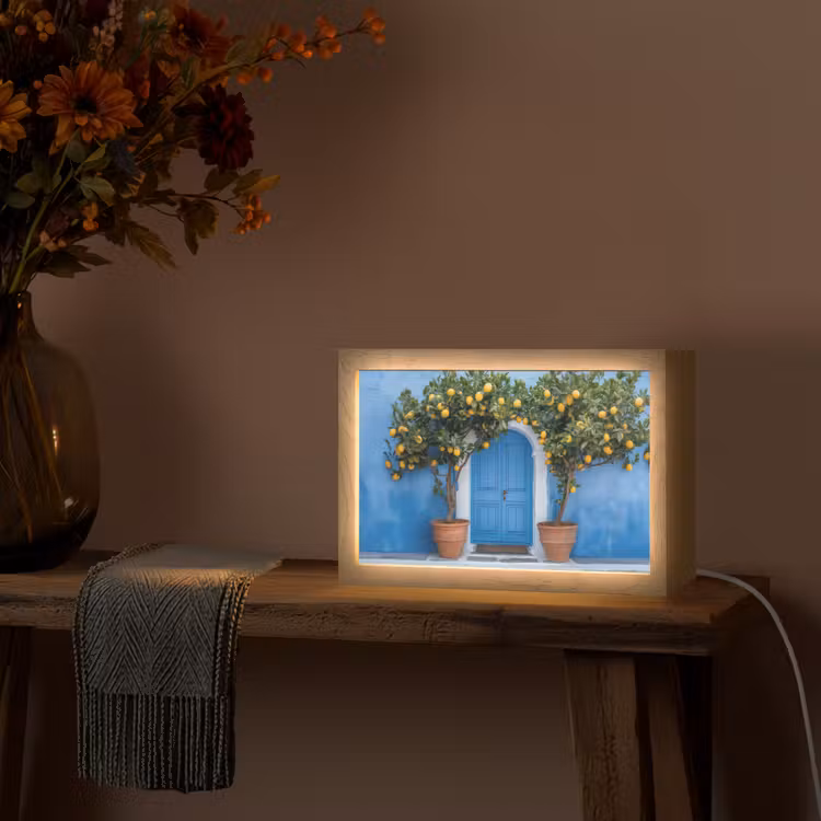 Citroenbomen - Geel - Deur - Potten Light Box met kabel (Tafellamp) klein -sfeer4
