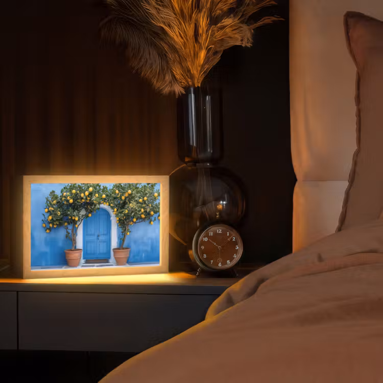 Citroenbomen - Geel - Deur - Potten Light Box met kabel (Tafellamp) klein -sfeer1