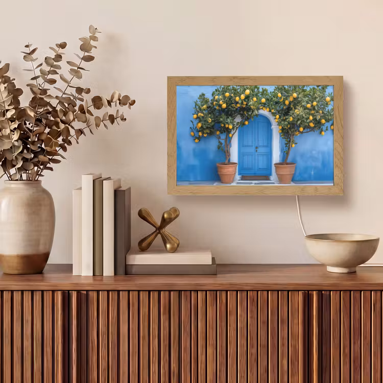 Citroenbomen - Geel - Deur - Potten Light Box met kabel (Tafellamp) klein -sfeer2