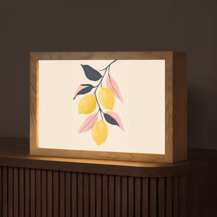 Citroenen - Felgeel - Tak - Bladeren Light Box met kabel (Tafellamp) klein -z3d_website