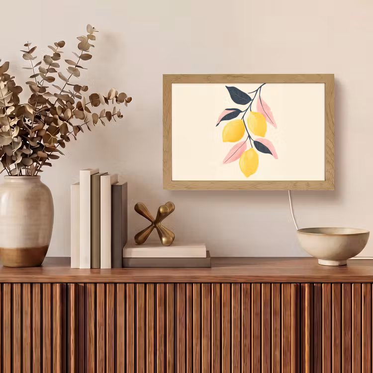 Citroenen - Felgeel - Tak - Bladeren Light Box met kabel (Tafellamp) klein -sfeer2