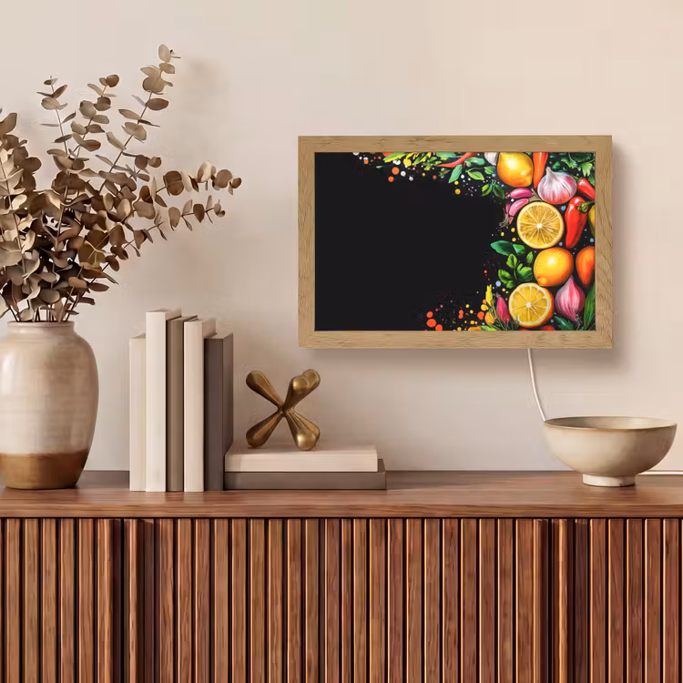 Citroenen - Peper - Kruiden - Graffiti - Verf - Abstract Light Box met kabel (Tafellamp) klein -sfeer2
