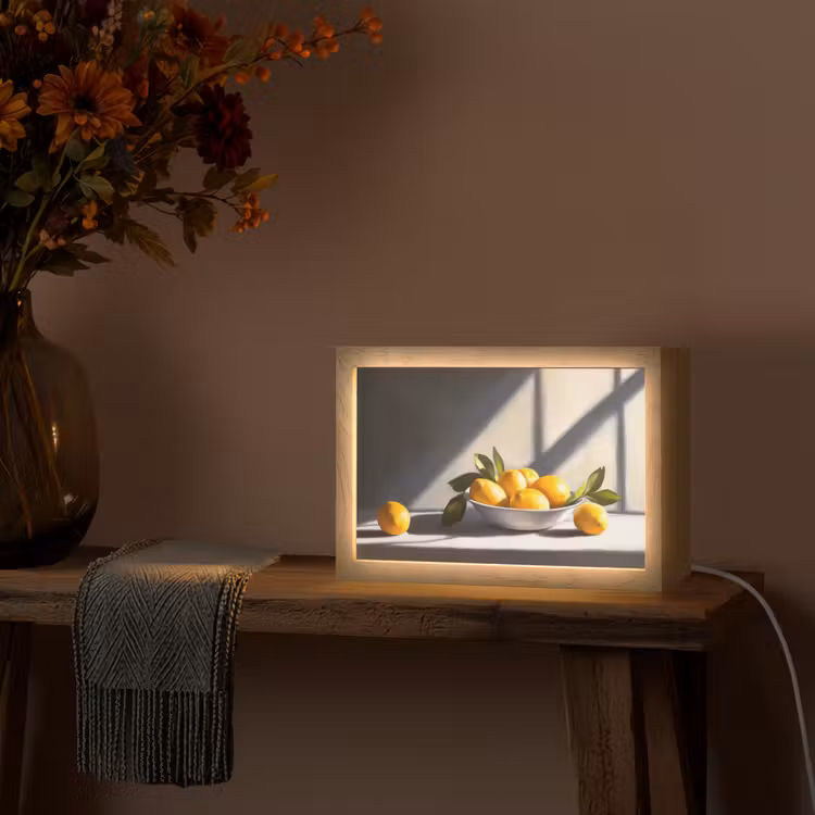 Citroenen - Stilleven - Geel Light Box met kabel (Tafellamp) klein -sfeer4