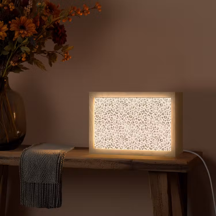 Luipaard - Klassiek - Beige Light Box met kabel (Tafellamp) klein 924 -sfeer4
