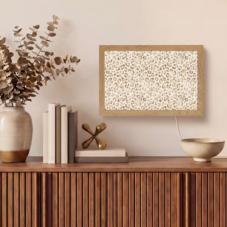 Luipaard - Klassiek - Beige Light Box met kabel (Tafellamp) klein 924 -sfeer2