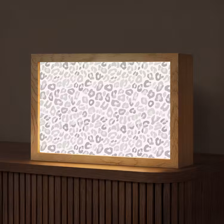 Luipaard - Motief - Grijs Light Box met kabel (Tafellamp) klein 924 -z3d_website