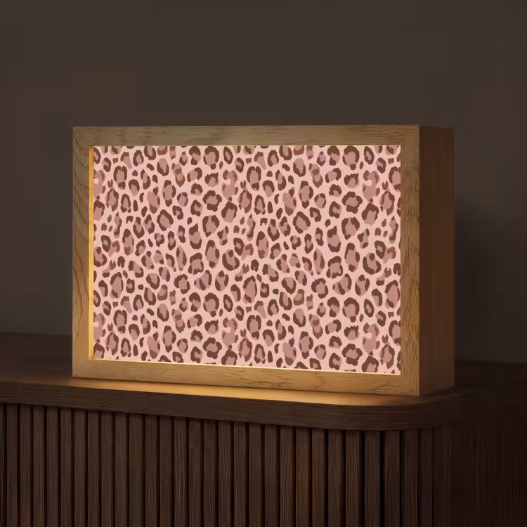Luipaard - Patroon - Roze Light Box met kabel (Tafellamp) klein 924 -z3d_website