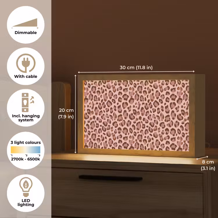 Luipaard - Patroon - Roze Light Box met kabel (Tafellamp) klein 924 -USP_EN