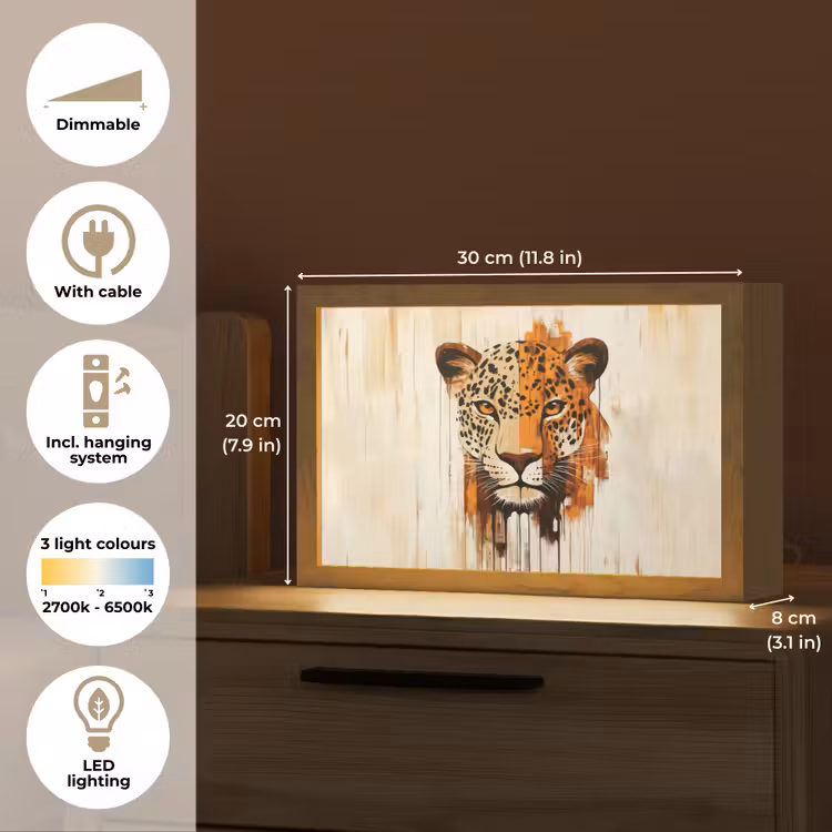 Luipaard - Symmetrisch - Strepen Light Box met kabel (Tafellamp) klein -USP_EN