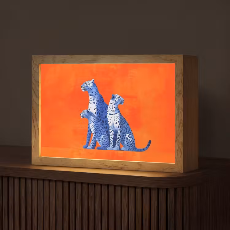 Luipaarden - Stippen - Oranje Light Box met kabel (Tafellamp) klein -z3d_website