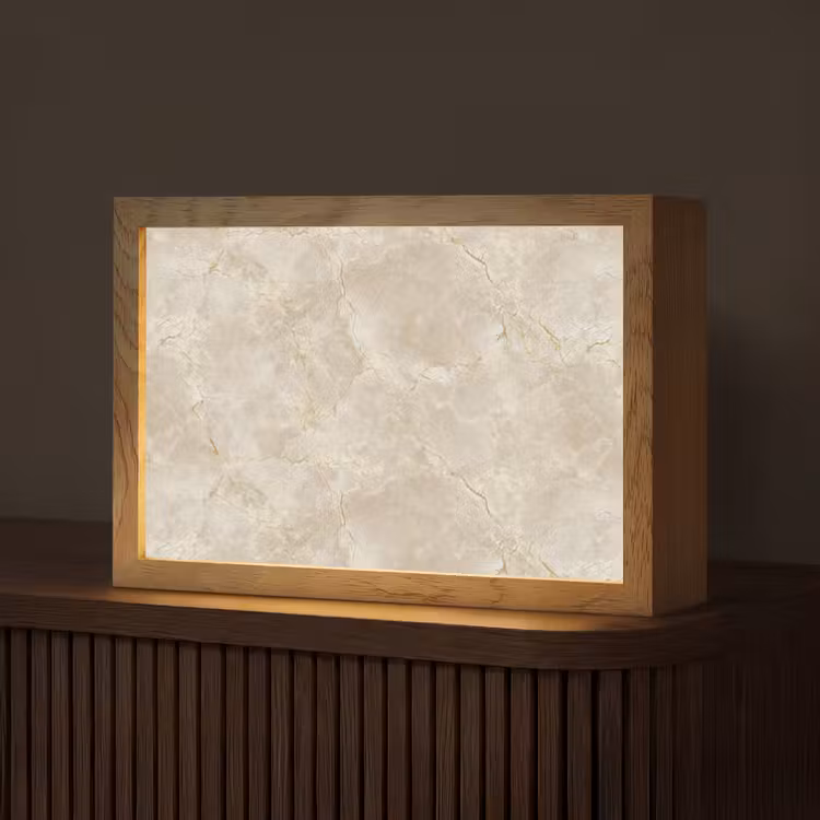 Lichtbeige - Marmer - Aders Light Box met kabel (Tafellamp) klein 924 -z3d_website