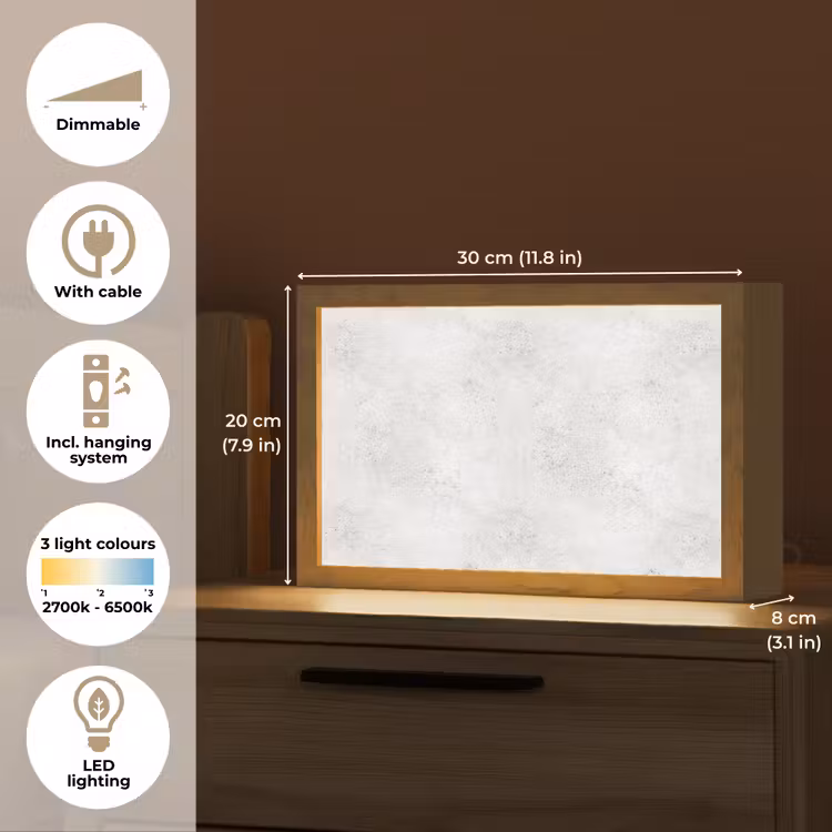Lichtgrijs - Betonstructuur - Subtiel Light Box met kabel (Tafellamp) klein 924 -USP_EN