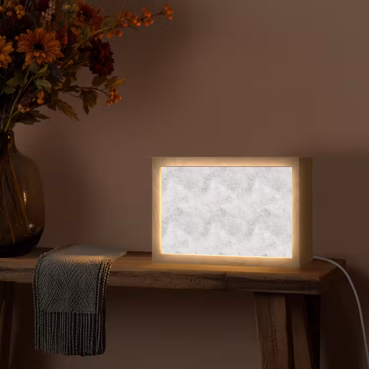 Lichtgrijs - Ruw - Subtiel Light Box met kabel (Tafellamp) klein 924 -sfeer4