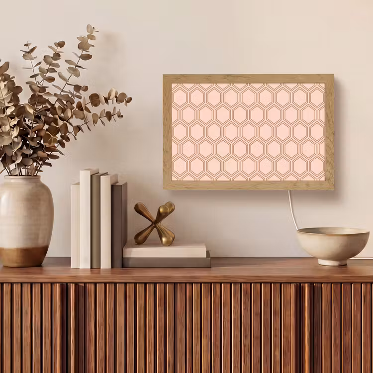 Lichtroze - Patroon - Symmetrisch Light Box met kabel (Tafellamp) klein 924 -sfeer2