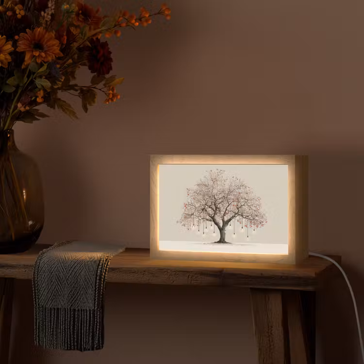 Lichtboom - Winter - Kerst - Meerkleurig Light Box met kabel (Tafellamp) klein -sfeer4