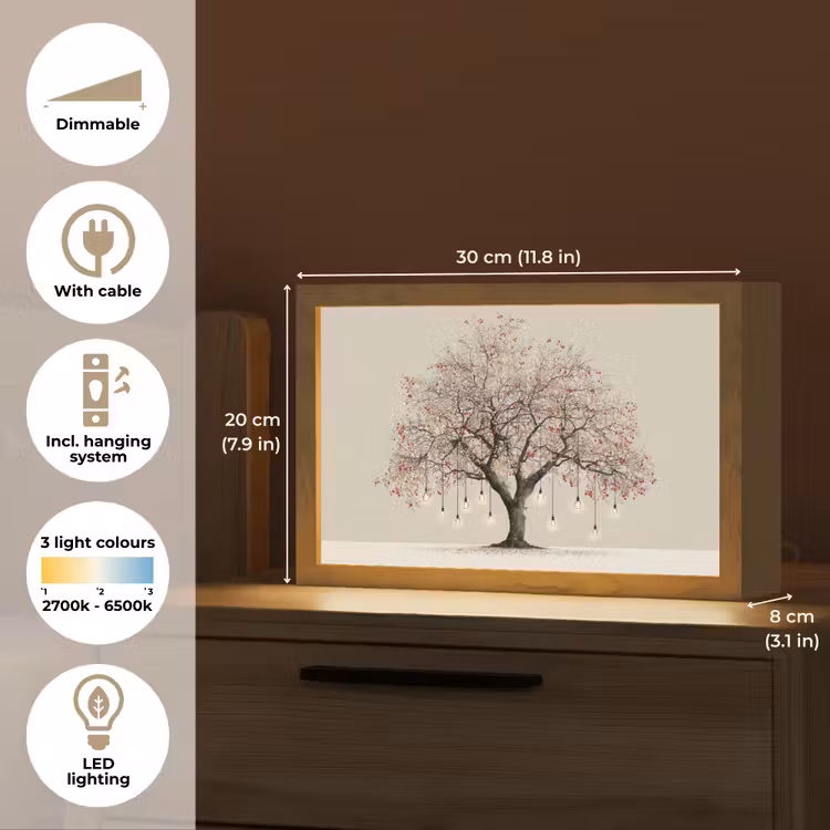 Lichtboom - Winter - Kerst - Meerkleurig Light Box met kabel (Tafellamp) klein -USP_EN