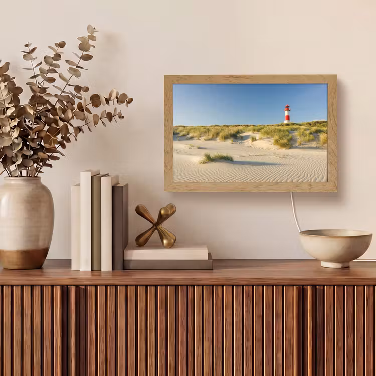 Vuurtoren - Strand - Landschap - Duinen Light Box met kabel (Tafellamp) klein -sfeer2