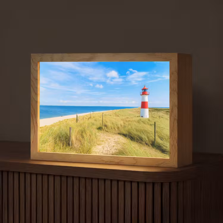 Vuurtoren - Duinen - Strand - Zee - Zomer Light Box met kabel (Tafellamp) klein -z3d_website