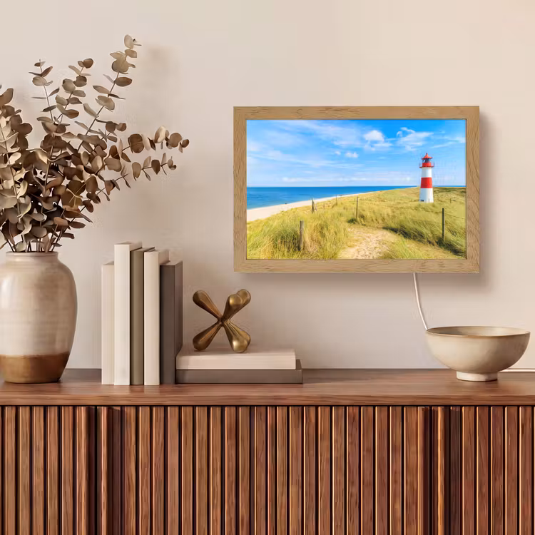 Vuurtoren - Duinen - Strand - Zee - Zomer Light Box met kabel (Tafellamp) klein -sfeer2