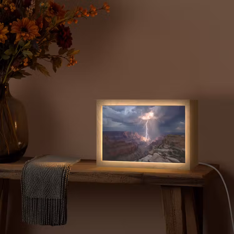 Bliksem - Wolken - Canyon Light Box met kabel (Tafellamp) klein -sfeer4
