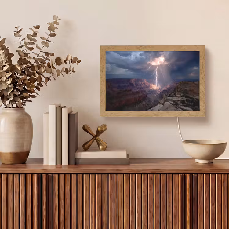 Bliksem - Wolken - Canyon Light Box met kabel (Tafellamp) klein -sfeer2