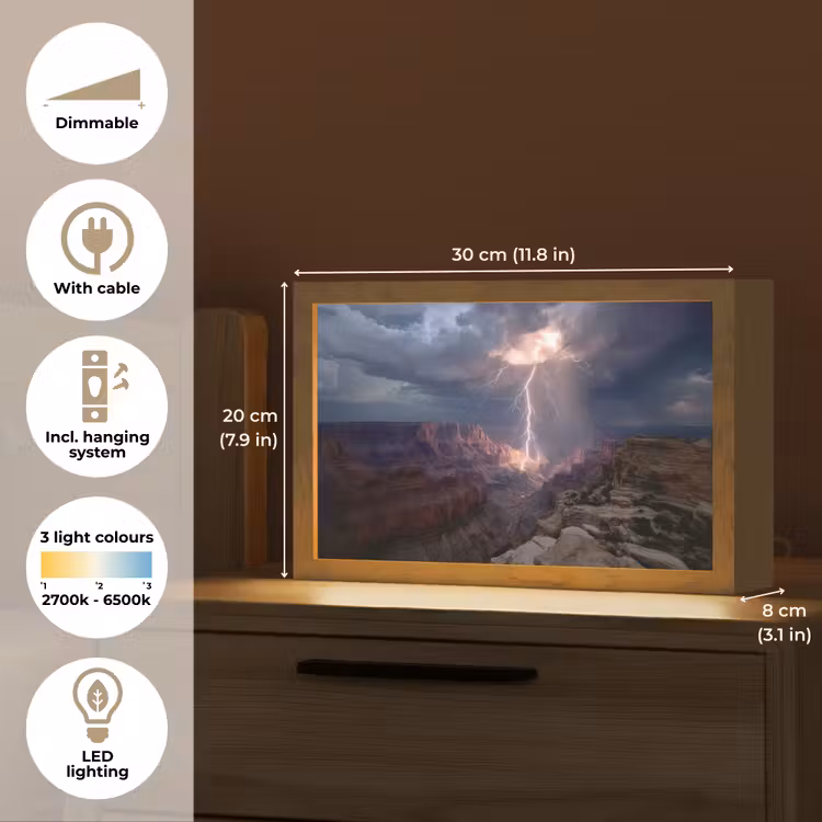 Bliksem - Wolken - Canyon Light Box met kabel (Tafellamp) klein -USP_EN