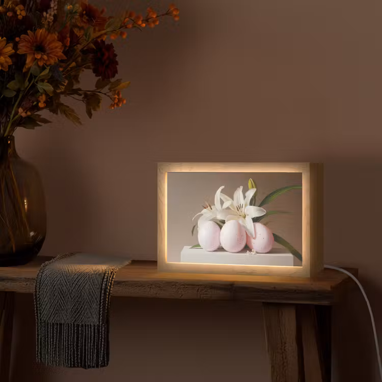 Lelies - Eieren - Pasen Light Box met kabel (Tafellamp) klein -sfeer4