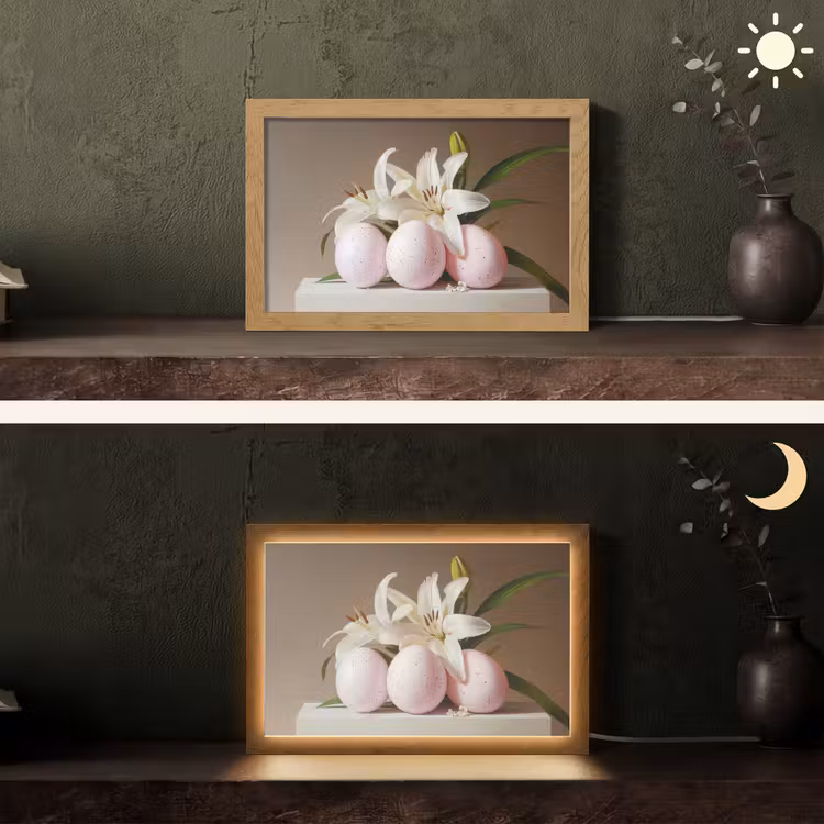 Lelies - Eieren - Pasen Light Box met kabel (Tafellamp) klein -sfeer3