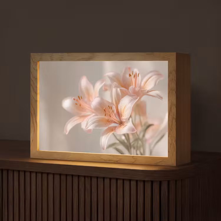 Lelies - Meeldraden - Roze - Wazig Light Box met kabel (Tafellamp) klein -z3d_website