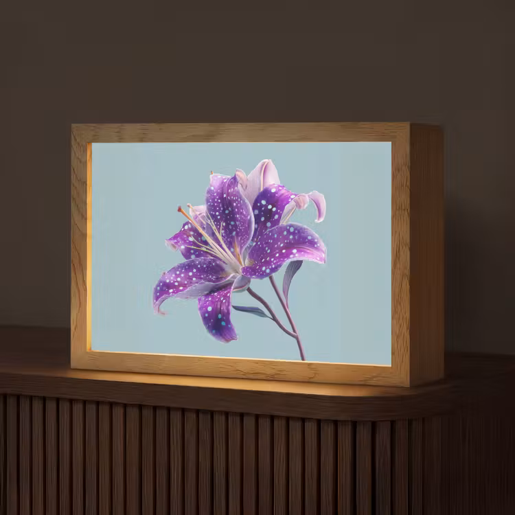 Lelie - Bloem - Paars - Stippen Light Box met kabel (Tafellamp) klein -z3d_website