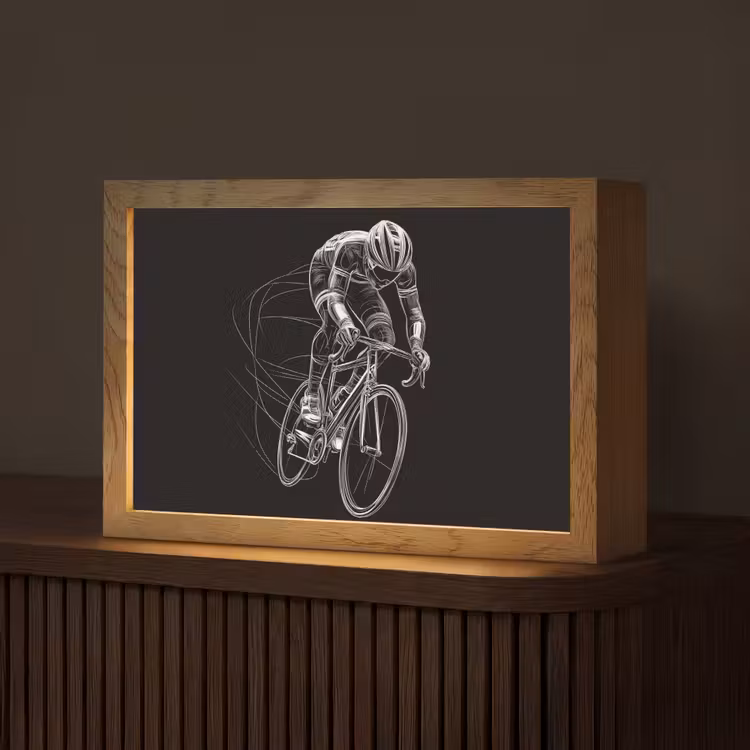 Lijntekening - Wit - Wielrennen - Snelheid Light Box met kabel (Tafellamp) klein -z3d_website