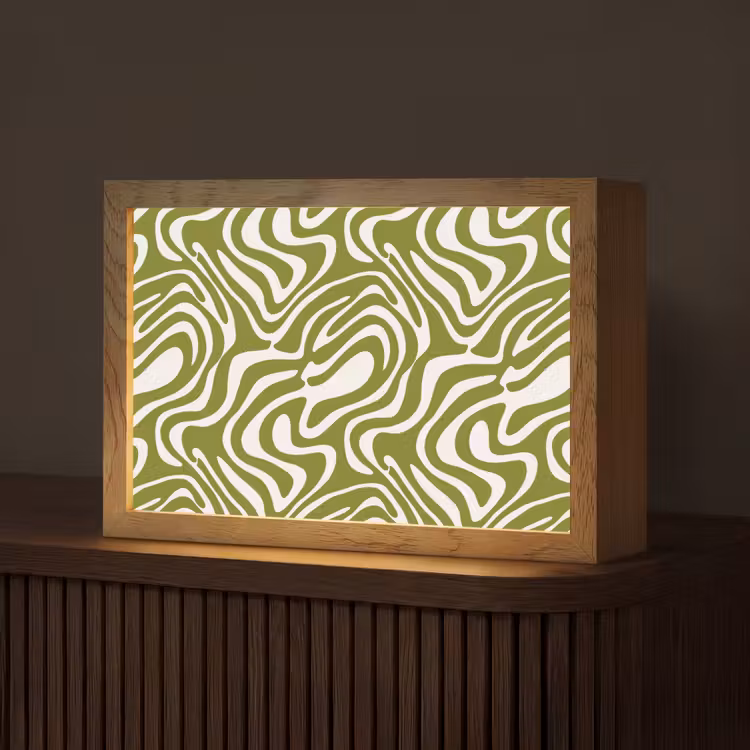 Lijnpatroon - Groen - Organisch Light Box met kabel (Tafellamp) klein 924 -z3d_website