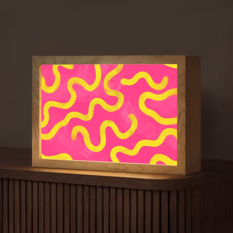 Lijn - Geel - Abstract Light Box met kabel (Tafellamp) klein -z3d_website