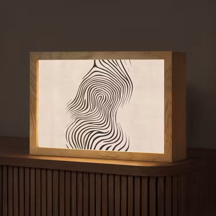 Lijnen - Abstract - Golvend - Zwart Light Box met kabel (Tafellamp) klein -z3d_website