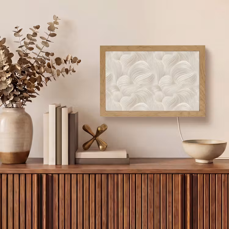 Lijnen - Waaier - Beige Light Box met kabel (Tafellamp) klein 924 -sfeer2