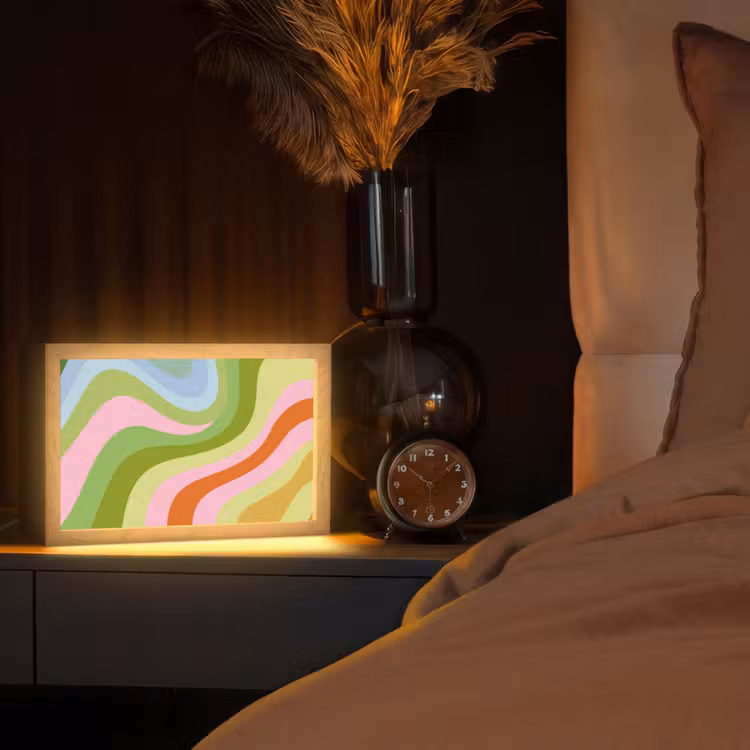 Lijnen - Pasteltinten - Golvend Light Box met kabel (Tafellamp) klein -sfeer1