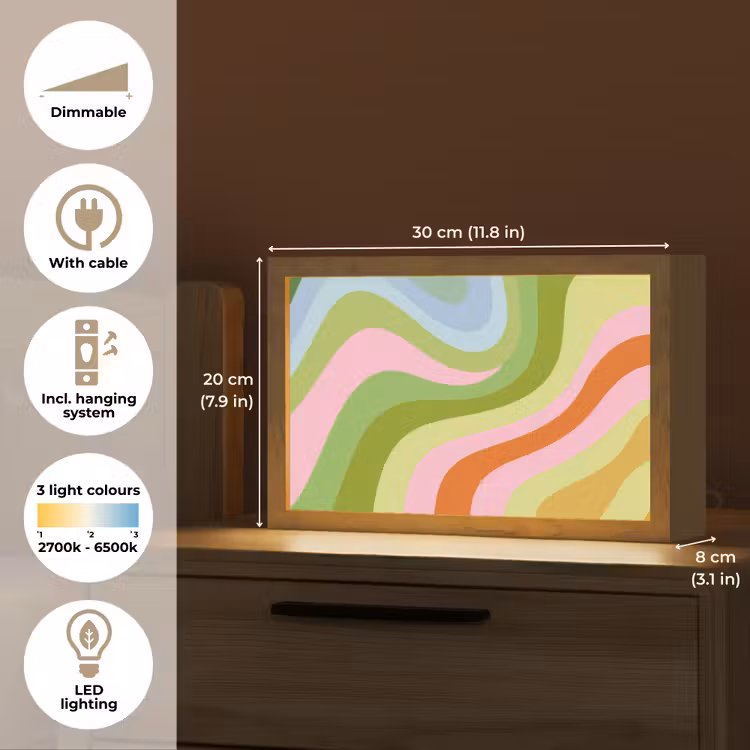 Lijnen - Pasteltinten - Golvend Light Box met kabel (Tafellamp) klein -USP_EN
