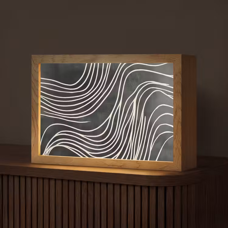 Lijnen - Patroon - Abstract - Wit Light Box met kabel (Tafellamp) klein -z3d_website