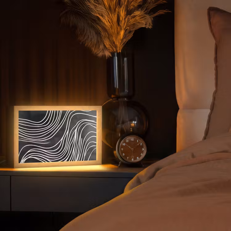 Lijnen - Patroon - Abstract - Wit Light Box met kabel (Tafellamp) klein -sfeer1