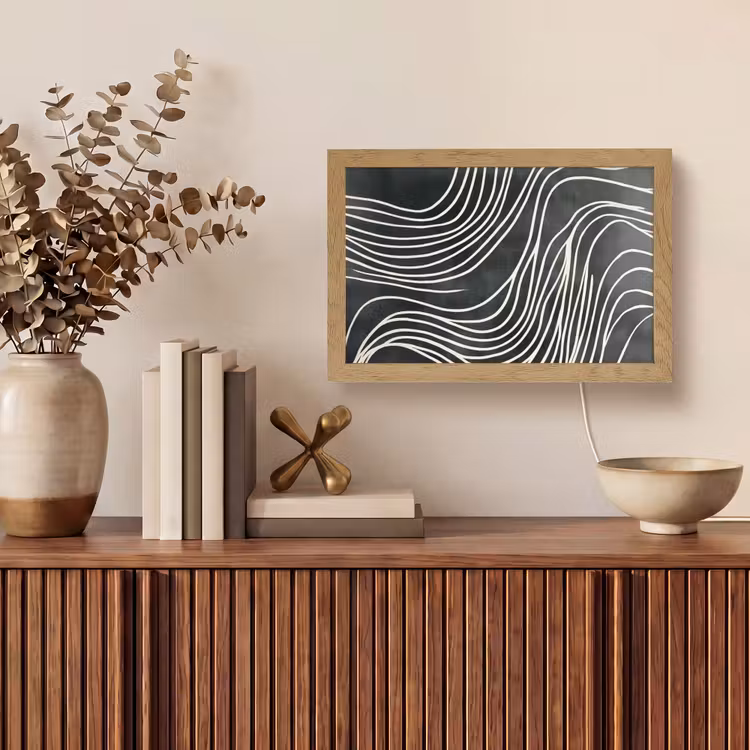 Lijnen - Patroon - Abstract - Wit Light Box met kabel (Tafellamp) klein -sfeer2
