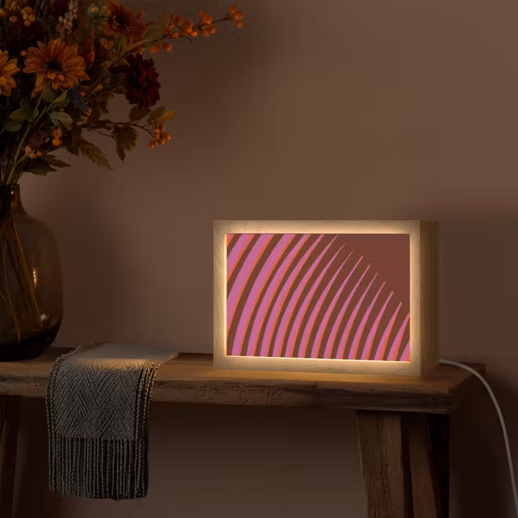 Lijnen - Rood - Beweging Light Box met kabel (Tafellamp) klein -sfeer4