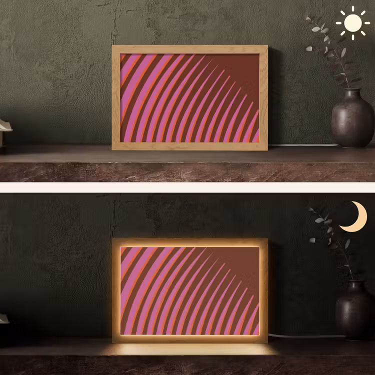 Lijnen - Rood - Beweging Light Box met kabel (Tafellamp) klein -sfeer3