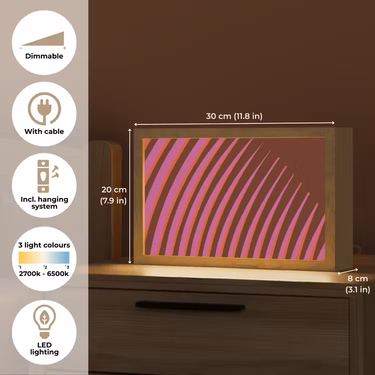 Lijnen - Rood - Beweging Light Box met kabel (Tafellamp) klein -USP_EN