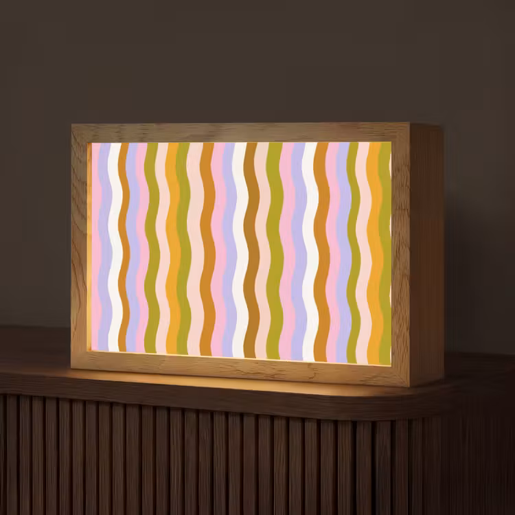 lijnen - Golven - Pastelkleuren - Patroon Light Box met kabel (Tafellamp) klein -z3d_website