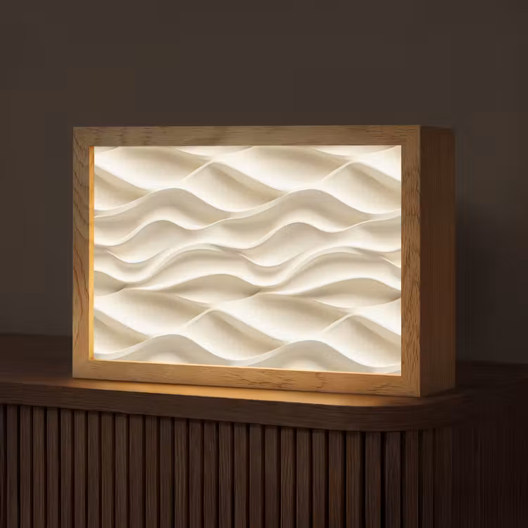 Lijnen - Golvend - Crème Light Box met kabel (Tafellamp) klein 924 -z3d_website