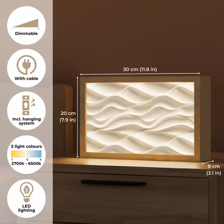 Lijnen - Golvend - Crème Light Box met kabel (Tafellamp) klein 924 -USP_EN