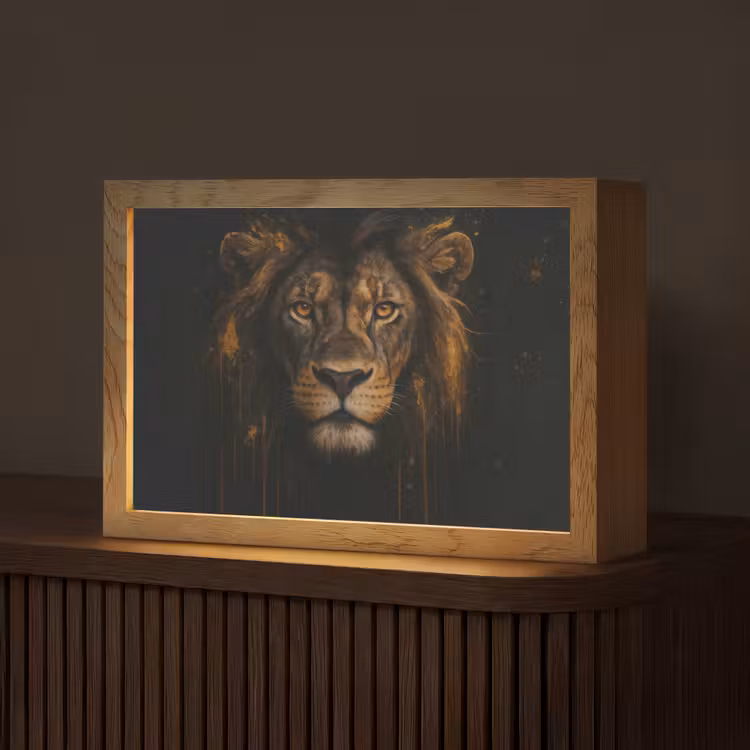 Leeuw - Goud - Druppels Light Box met kabel (Tafellamp) klein -z3d_website
