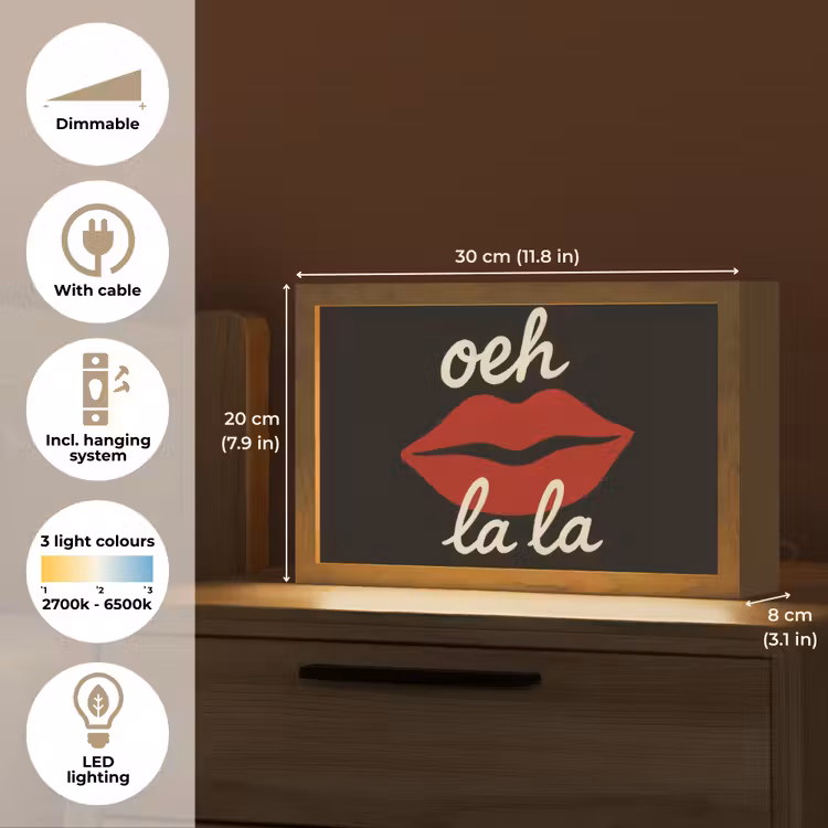 Lip - Rood - Quote Light Box met kabel (Tafellamp) klein -USP_EN