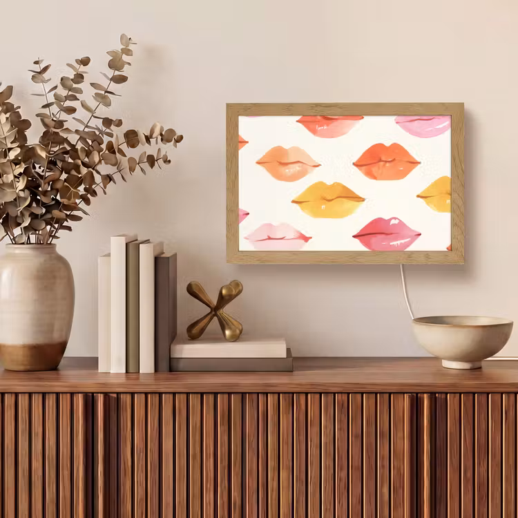 Lippen - Kleurrijk - Glanzend Light Box met kabel (Tafellamp) klein -sfeer2