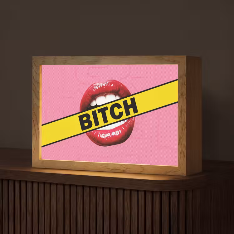 Lippen - Tekst - Kleurrijk Light Box met kabel (Tafellamp) klein -z3d_website